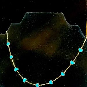 14kt gold Turquoise Heart Station Necklace